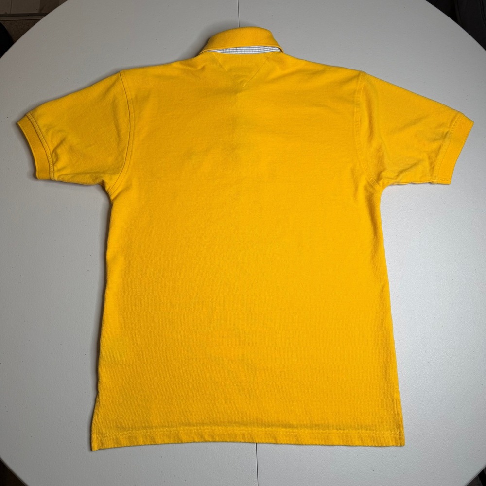 Tommy Hilfiger Mens Small Yellow Cotton Pique Polo Shirt Crest Logo Short Sleeve - Picture 9 of 12